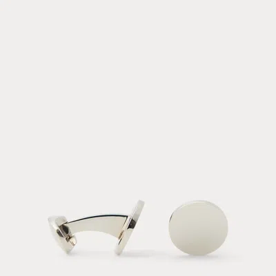 Ralph Lauren Sterling Silver Round Cuff Links In Metallic