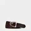 Ralph Lauren Stirrup-buckle Alligator Belt In Dark Brown