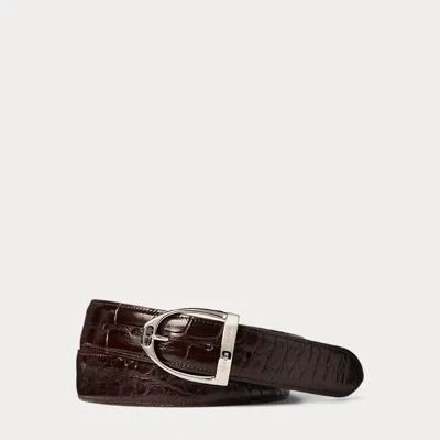 Ralph Lauren Stirrup-buckle Alligator Belt In Dark Brown