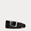 Ralph Lauren Stirrup-buckle Caiman Belt In Black