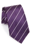 Ralph Lauren Striped Silk Tie In Dark Purple