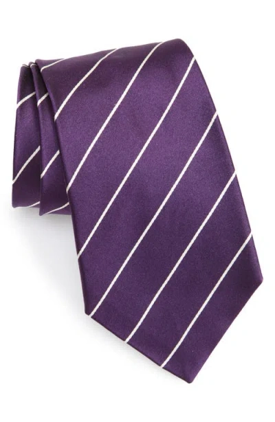 Ralph Lauren Striped Silk Tie In Dark Purple