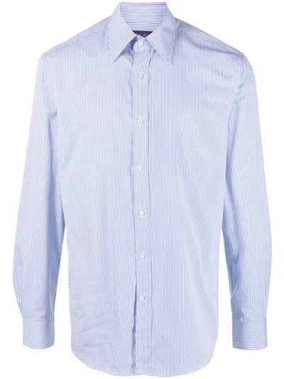 Ralph Lauren Striped Cotton Shirt In Blue