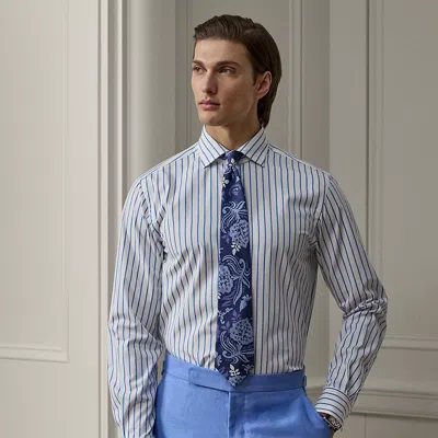 Ralph Lauren Striped Linen Shirt In Cornflower Blue/white