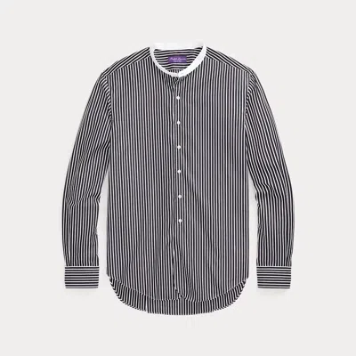 Ralph Lauren Purple Label Striped Poplin Contrast-collar Shirt In White