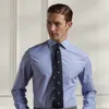 Ralph Lauren Striped Poplin Shirt In Medium Blue And White