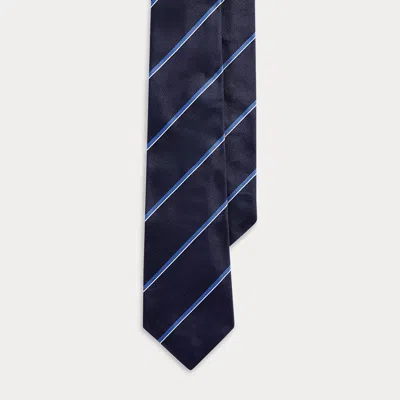 Ralph Lauren Striped Silk Repp Tie In Blue