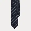 Ralph Lauren Striped Silk Satin Tie In Dark Navy