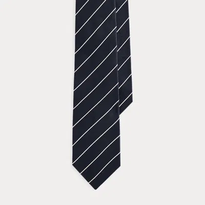 Ralph Lauren Striped Silk Satin Tie In Dark Navy