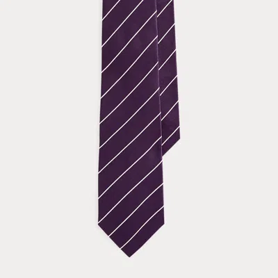 Ralph Lauren Striped Silk Satin Tie In Dark Purple