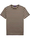 Ralph Lauren Striped Lisle Crewneck T-shirt In 褐色