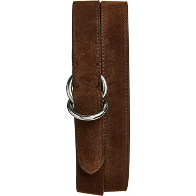 Ralph Lauren Purple Label Suede Belt In Brown