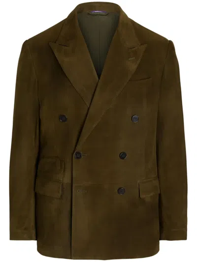 Ralph Lauren Suede Blazer In Brown