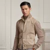 Ralph Lauren Purple Label Suede-front Cashmere Cardigan In Neutral