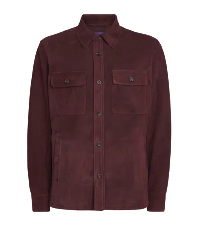 Ralph Lauren Purple Label Suede Overshirt In Red