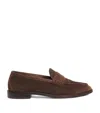 Ralph Lauren Suede Penny Loafers In Brown
