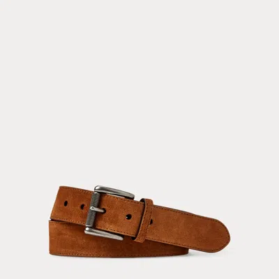 Ralph Lauren Suede Roller-buckle Belt In Cacao