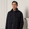 Ralph Lauren Purple Label Suede-trim Wool-cashmere Shirt Jacket In Gray