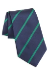 Ralph Lauren Purple Label Super Repp Stripe Silk Tie In Navy/ Green
