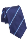 Ralph Lauren Purple Label Super Repp Stripe Silk Tie In Navy/blue