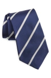 Ralph Lauren Purple Label Super Repp Stripe Silk Tie In Navy/white