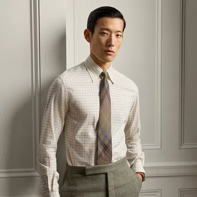 Ralph Lauren Tattersall Flannel Shirt In Camel/brown/cream