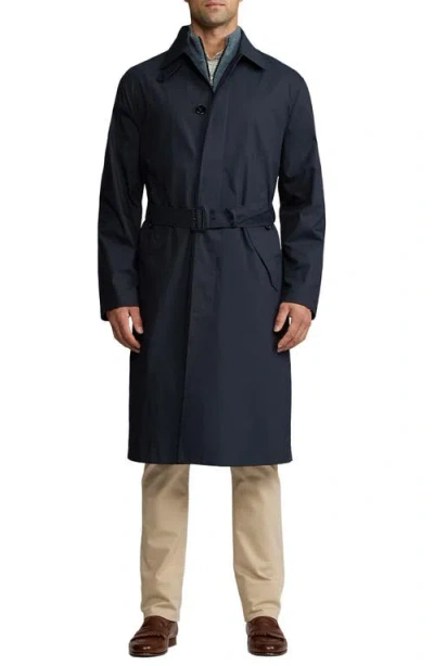 Ralph Lauren Purple Label Technical Wool Trench Coat In Navy