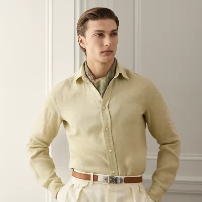 Ralph Lauren Textured Linen Shirt In Natural Oatmeal