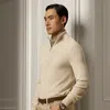 Ralph Lauren Textured Silk-cotton Quarter-zip Sweater In Classic Cream