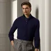 Ralph Lauren Textured Silk-cotton Quarter-zip Sweater In Royal Navy