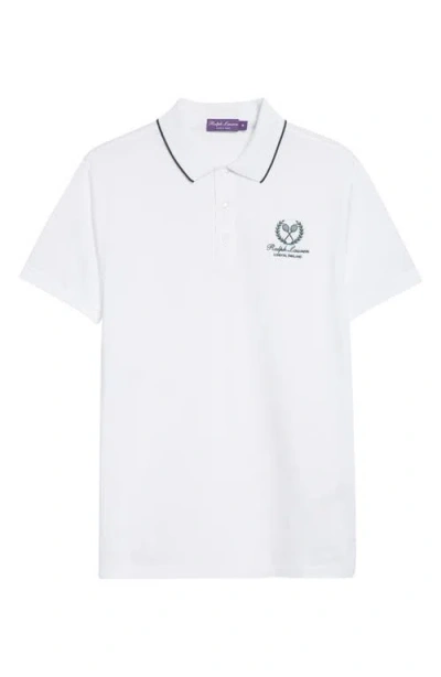 Ralph Lauren Purple Label Tipped Cotton Piqué Polo In White