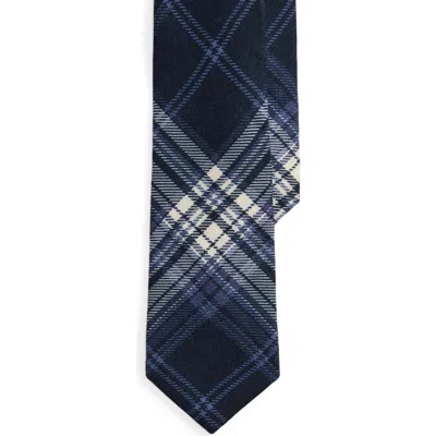 Ralph Lauren Purple Label Tonal Plaid Cashmere & Silk Tie In Blue