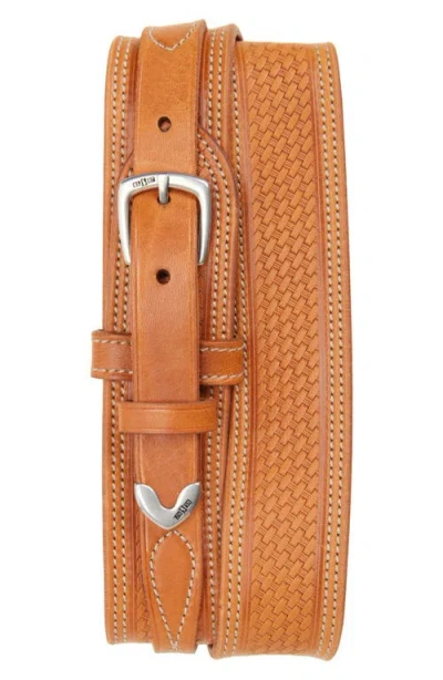 Ralph Lauren Purple Label Vaccheta Leather Belt In Brown