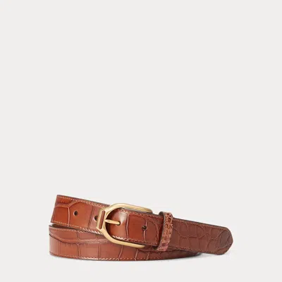 Ralph Lauren Welington Alligator Belt In Tan