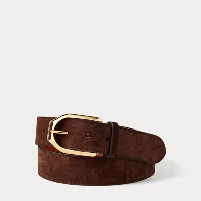 Ralph Lauren Welington Calf-suede Belt In Luggage Brown