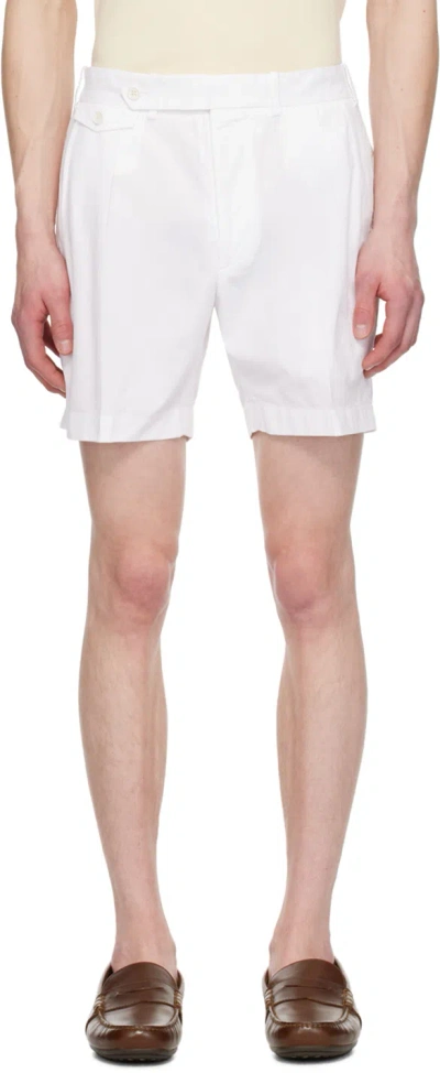 Ralph Lauren Purple Label White Pleated Shorts In Deckwash White