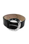 Ralph Lauren Womens Genuine American Alligator Round Silver Belt In Black