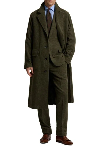 Ralph Lauren Purple Label Wool & Silk Blend Tick Weave Topcoat In Green