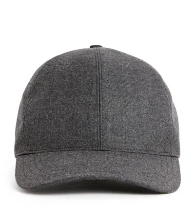 Ralph Lauren Wool Flannel Cap In Grey