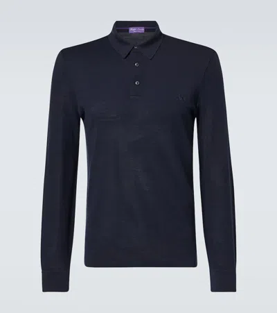 Ralph Lauren Purple Label Wool Polo Jumper In Blue