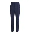 Ralph Lauren Wool-silk Herringbone Tailored Trousers In Navy
