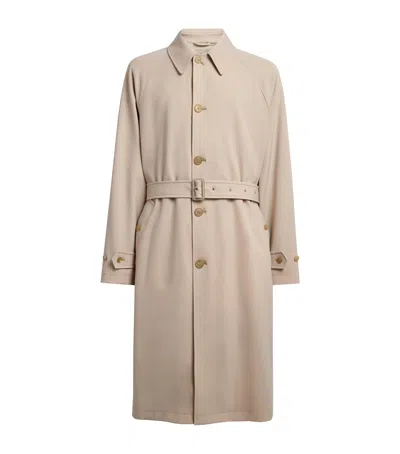 Ralph Lauren Purple Label Wool-blend Balmacaan Coat In Neutral