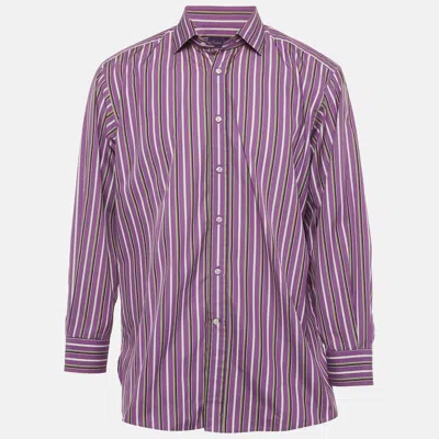 Pre-owned Ralph Lauren Purple Striped Cotton Poplin Button Up Shirt Xxl