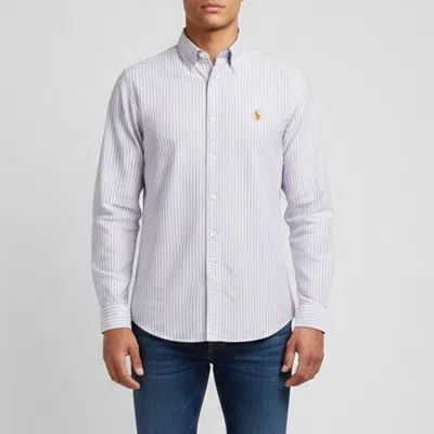 Pre-owned Ralph Lauren Purple/white Striped Cotton Slim Fit Shirt S