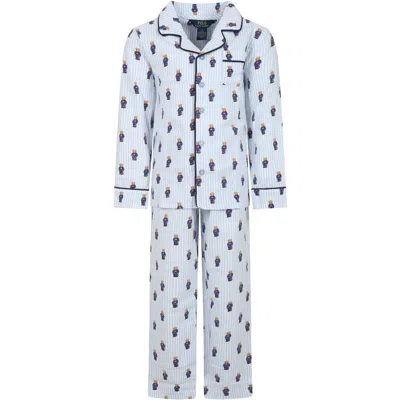 Ralph Lauren Kids' Pyjama Bleu Ciel Pour Garçon Avec Ours In Blue