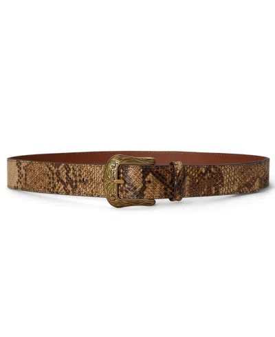 Ralph Lauren Python Embossed Leather Belt In Brown