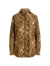 Ralph Lauren Python-print Georgette Shirt In Gold