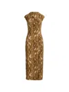 Ralph Lauren Python-print Jersey Cap-sleeve Midi Dress In Brown