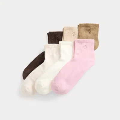 Polo Ralph Lauren Quarter Sock 6-pack In Soft Pink In Multi