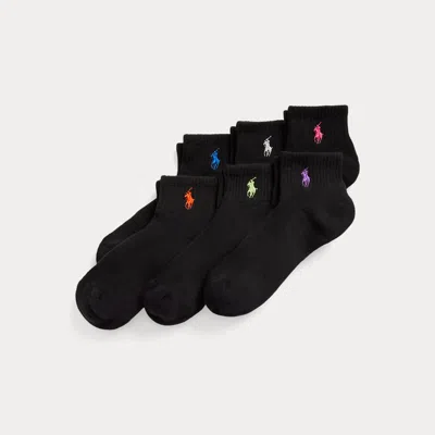 Polo Ralph Lauren Quarter-crew Sock 6-pack In Bast In Black